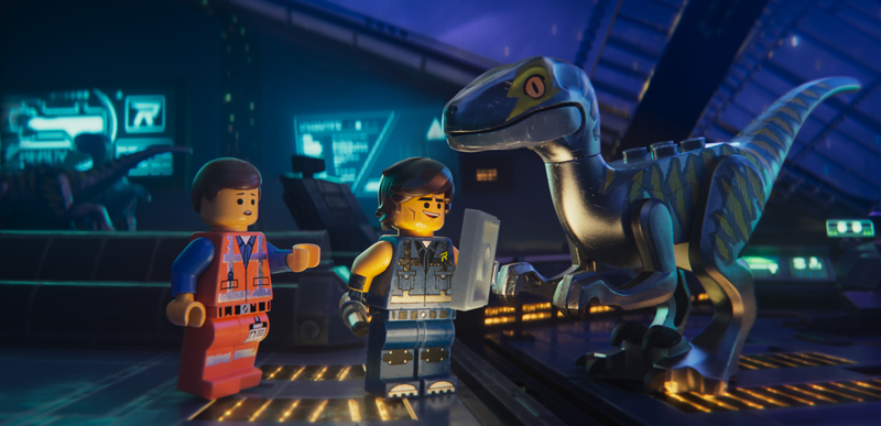 Emmet, Rex Dangervest, and a raptor. Obviously